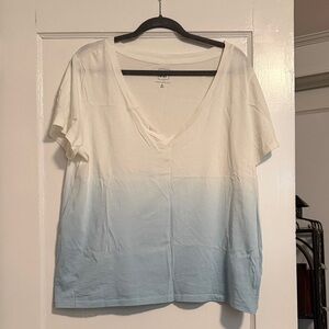 GAP White and Blue Ombre V-Neck Tee Organic Cotton!
